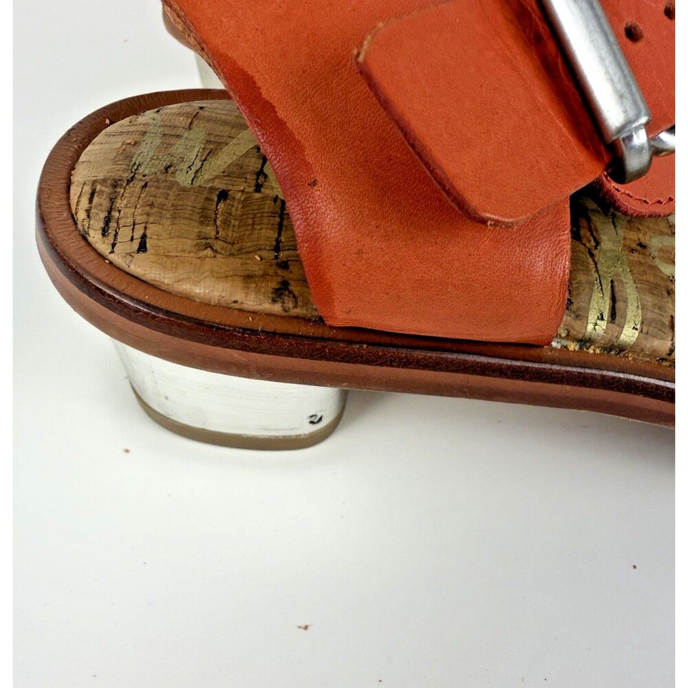 Sam Edelman Trina Sandals Leopard Print Mandarin Orange Cork Block Heel 6M - Picture 10 of 16